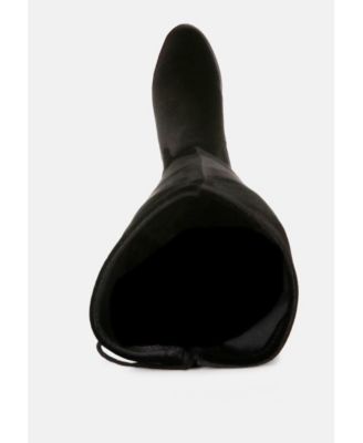 Womens Rumple Velvet Over The Knee Clear Heel Boots