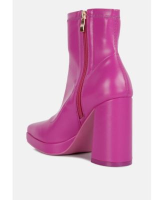 Womens Tintin Square Toe Ankle Heeled Boots