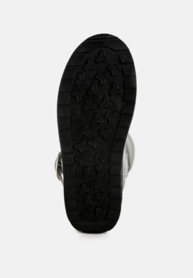 Womens Jammy Buckle Strap Puffy Ankle Boots