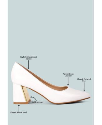 Womens Zaila Metallic Accent Block Heel Pumps