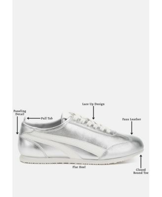 Womens Montek Faux Leather Lace-Up Sneakers