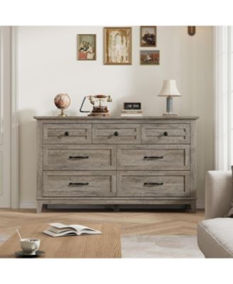 7 Dresser for Bedroom, 54 in Wide Drawer Dresser with Storage Freestanding, Wooden Closet Storage Chest for Living Room, Bedroom, Entryway