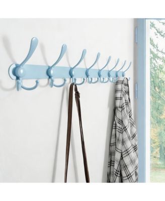 8-Triple Hook Heavy Duty Blue Coat Rack for Entryways