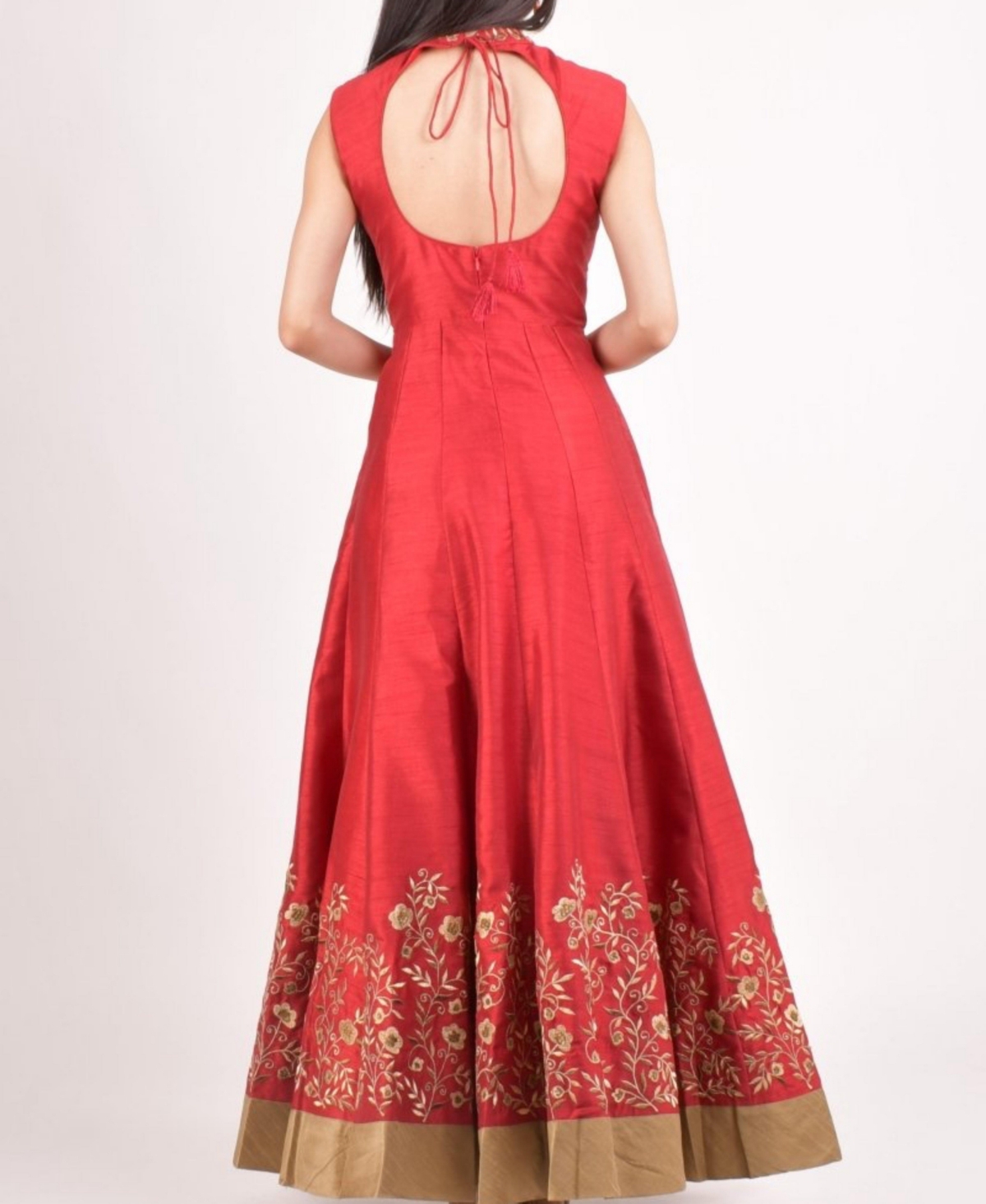 Raas Women's Embroidered Silk High Neck Gown