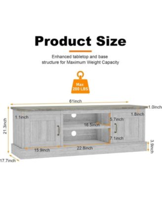 Farmhouse TV Stand for 65 Inch TVs, Entertainment Center with Storage Cabinets, Modern Media Console Table