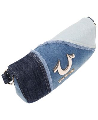 Frayed Denim Horseshoe Hobo Bag