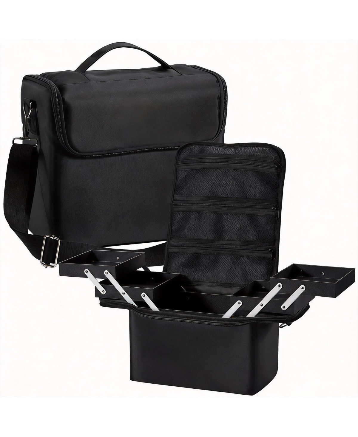 Yigii Large Makeup Organizer with 4 Tiers & Luggage Sleeve