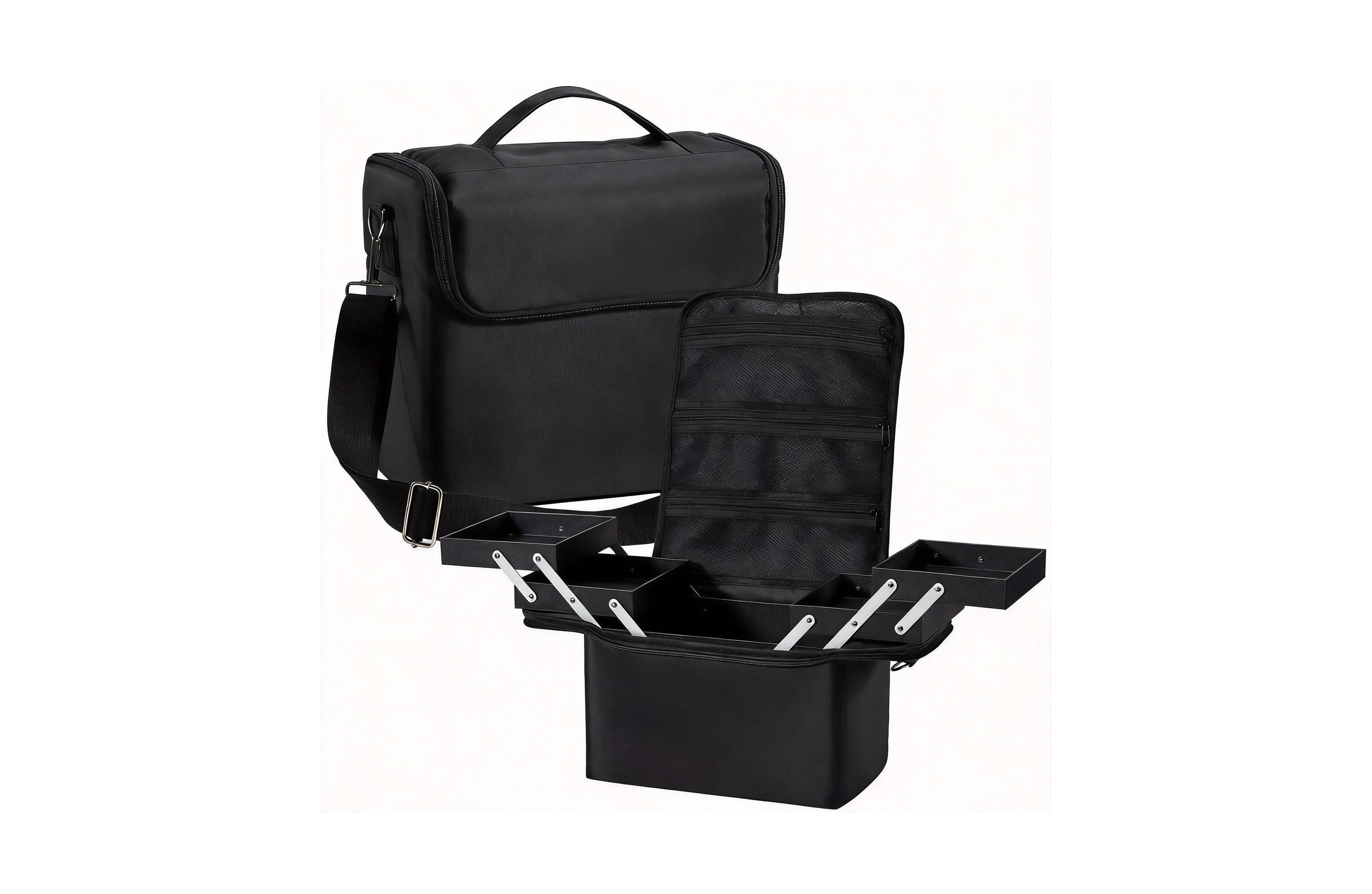 Yigii Large Makeup Organizer with 4 Tiers & Luggage Sleeve