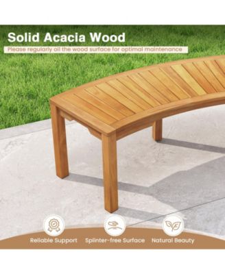 2-Person Acacia Wood Outdoor Bench with Curved Design