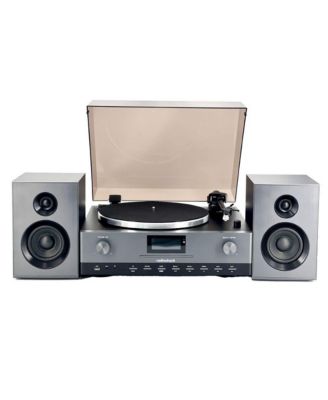Turntable With Professional Style 4001798: 3-Speed Vinyl Record Player FM, CD Player, USB, Bluetooth, Two Detachable Speakers Included