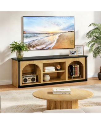 TV Stand with Storage for 65 inch TV, Entertainment Center with Arched Shelves, Color Matching, Media Display Console