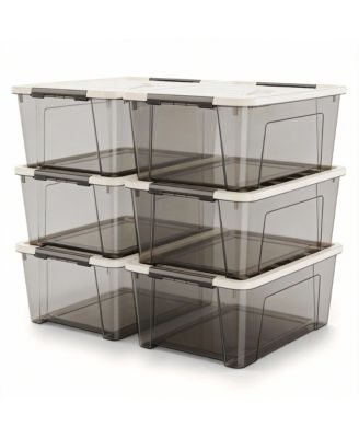 5 Quart Black Clear Storage Bins with Latches for Small Spaces