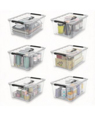 5 Quart Black Clear Storage Bins with Latches for Small Spaces