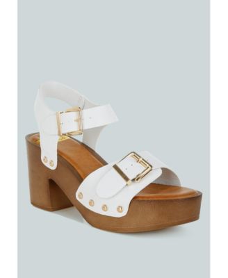 Rag and Co Womens Ompasa Genuine Leather Clog Sandals