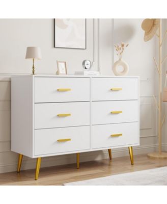 Console Table with 6-Drawer,Tall Dresser for Bedroom, Storage Dresser Organizer Units for Closet Living Room Hallway