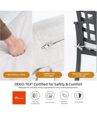 2-Piece Modern Classic Cast Aluminum Outdoor Patio Dining Chairs Textured Ember Black Lattice Backrest Sunbrella Cushion Weather Resistant