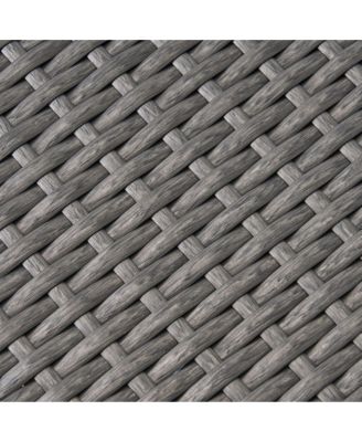 Outdoor Faux Wicker Side Table Powder Coated Iron Frame Grey Accent Table for Patio Extra Holding Space