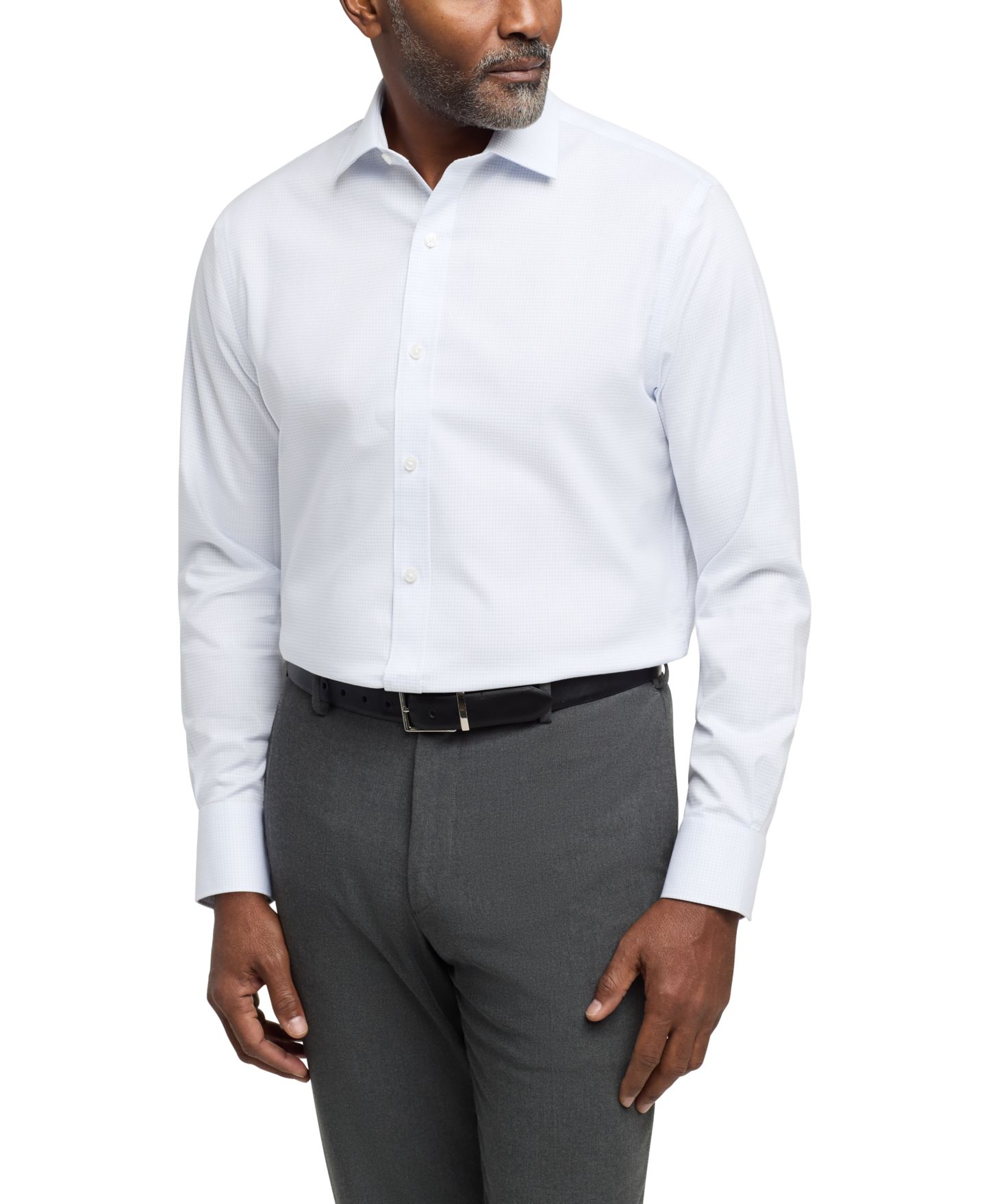 Мужская рубашка Tommy Hilfiger TH Flex Twill Regular-Fit Dress Shirt, цвет: Синий клетчатый — фото 1
