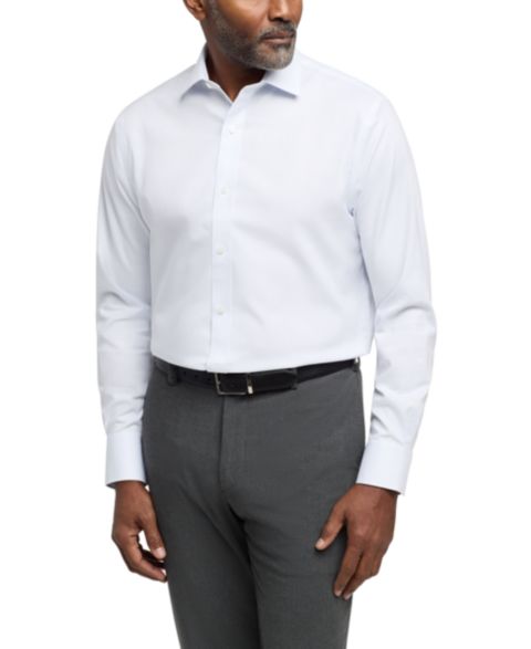 Мужская рубашка Tommy Hilfiger TH Flex Twill Regular-Fit Dress Shirt, цвет: Синий клетчатый