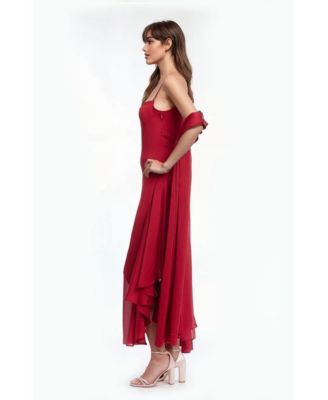 Women's Janie Square Neck Midi Dress with Chiffon Scarf Detail