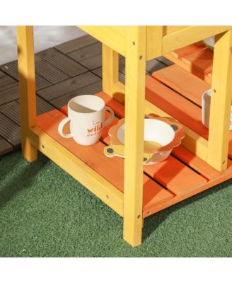 Outdoor Kids Mud Kitchen with Sink and Storage Shelves