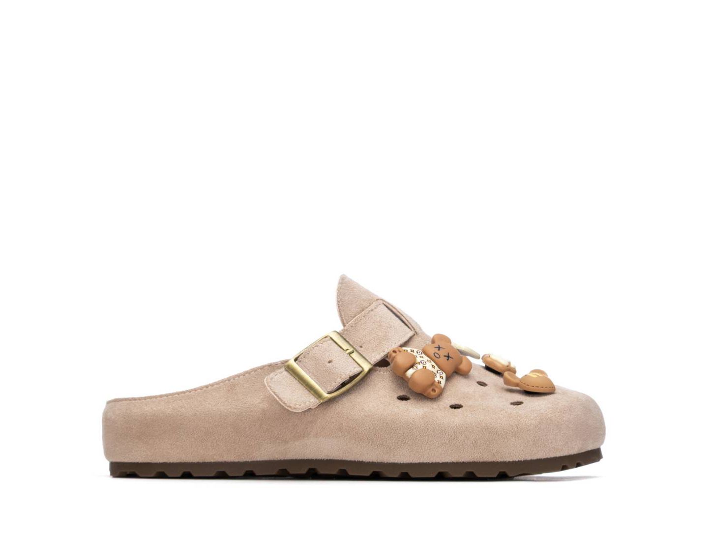 Женские сабо XTI Suede Clogs With Teddy Bear Charms, цвет: Бежевый — фото 1