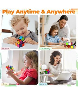 2-in-1 Split Magic Cube, Transformable Fidget Toy, Morphs into Star & More