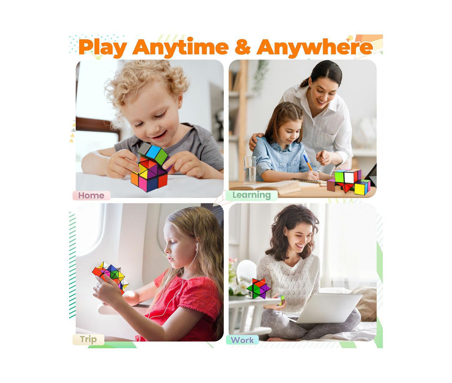 Детский пазл Bruce & Shark Magic Cube 2-in-1 Transformable Fidget Toy Puzzle, Ages 8+, цвет: Зелёный — фото 4