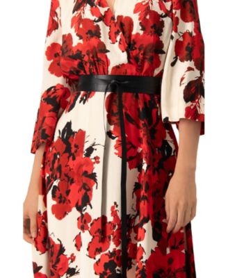 Women's Floral Maxi Wrap Dress with Belt