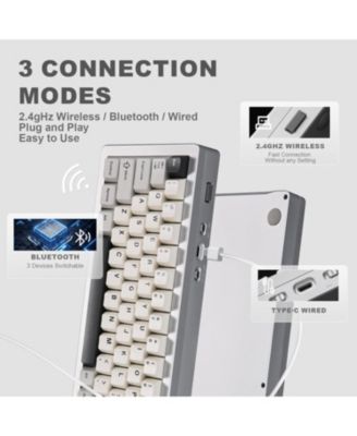 AL71 75% Mechanical Keyboard,Full Aluminum CNC,Hot Swappable Gasket,2.4GHz Wireless BT5.0/USB-C Wired,NKRO Programmable RGB Backlight Creamy