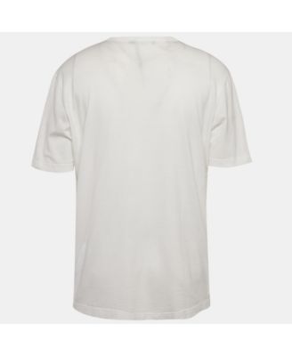 Men's White Logo Model Printed Cotton Knit T-Shirt