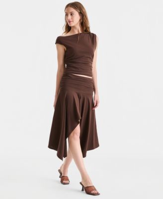 Women's Ruched Asymmetrical Skirt