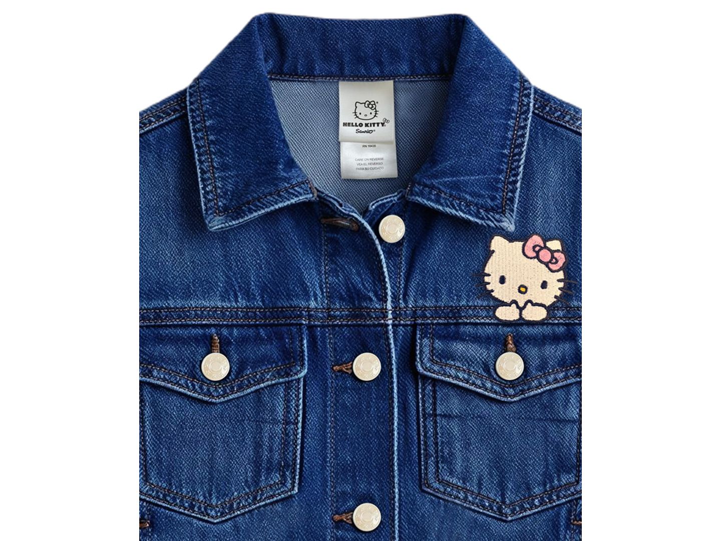 Куртка Hello Kitty Classic Front-Button Denim Jacket для девочек, цвет: Синий — фото 3