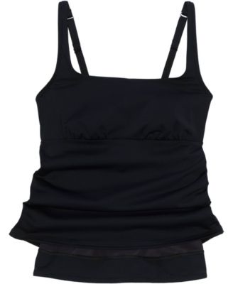 Women's Plus Size Square Neck Underwire Tankini Swimsuit Top Adjustable Straps