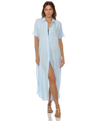 Women's Button-Down Maxi Dress Cover-Up 