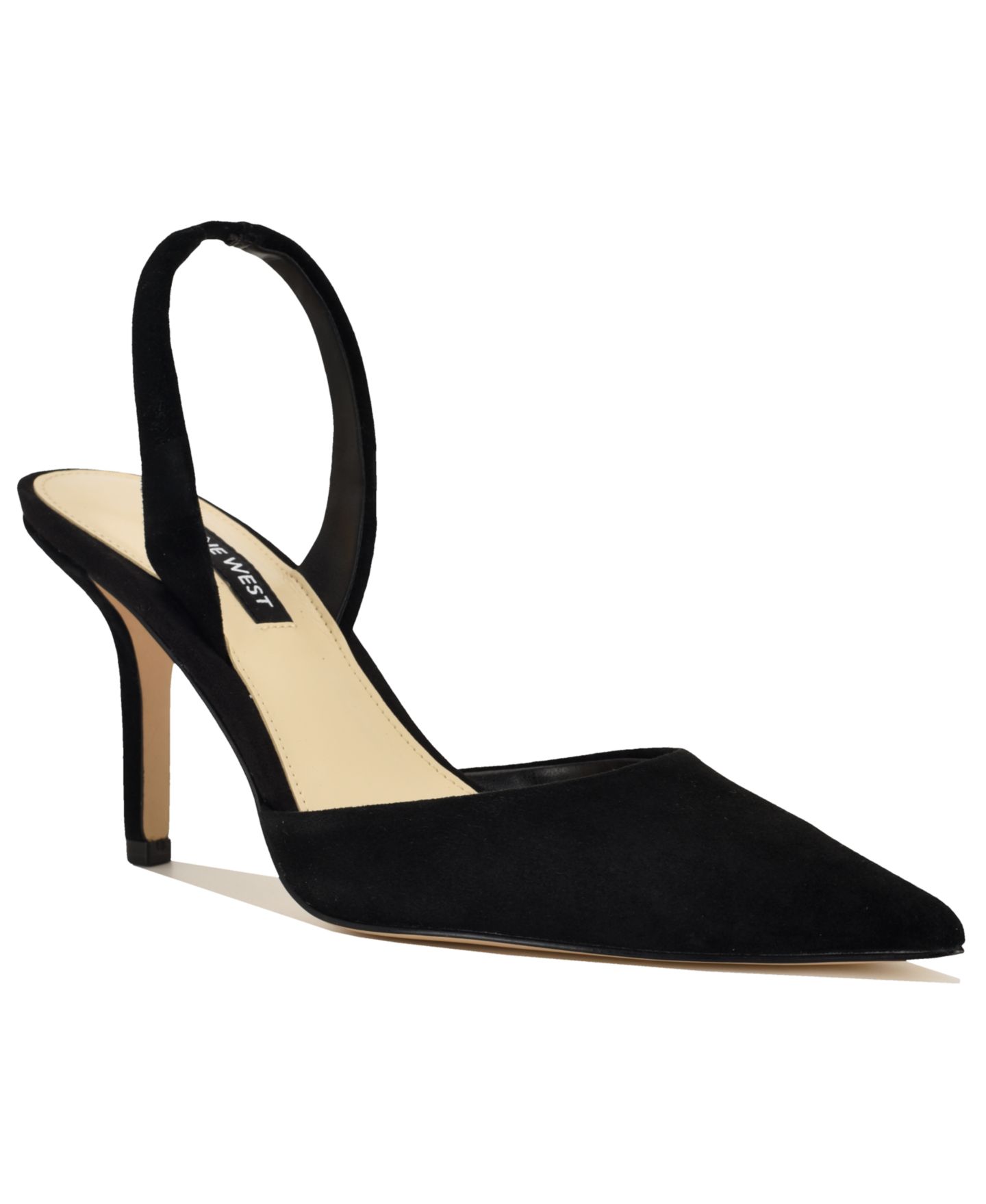 Женские туфли Nine West Paytie Suede Slingback Stiletto Pumps, цвет: Чёрный замшевый — фото 1