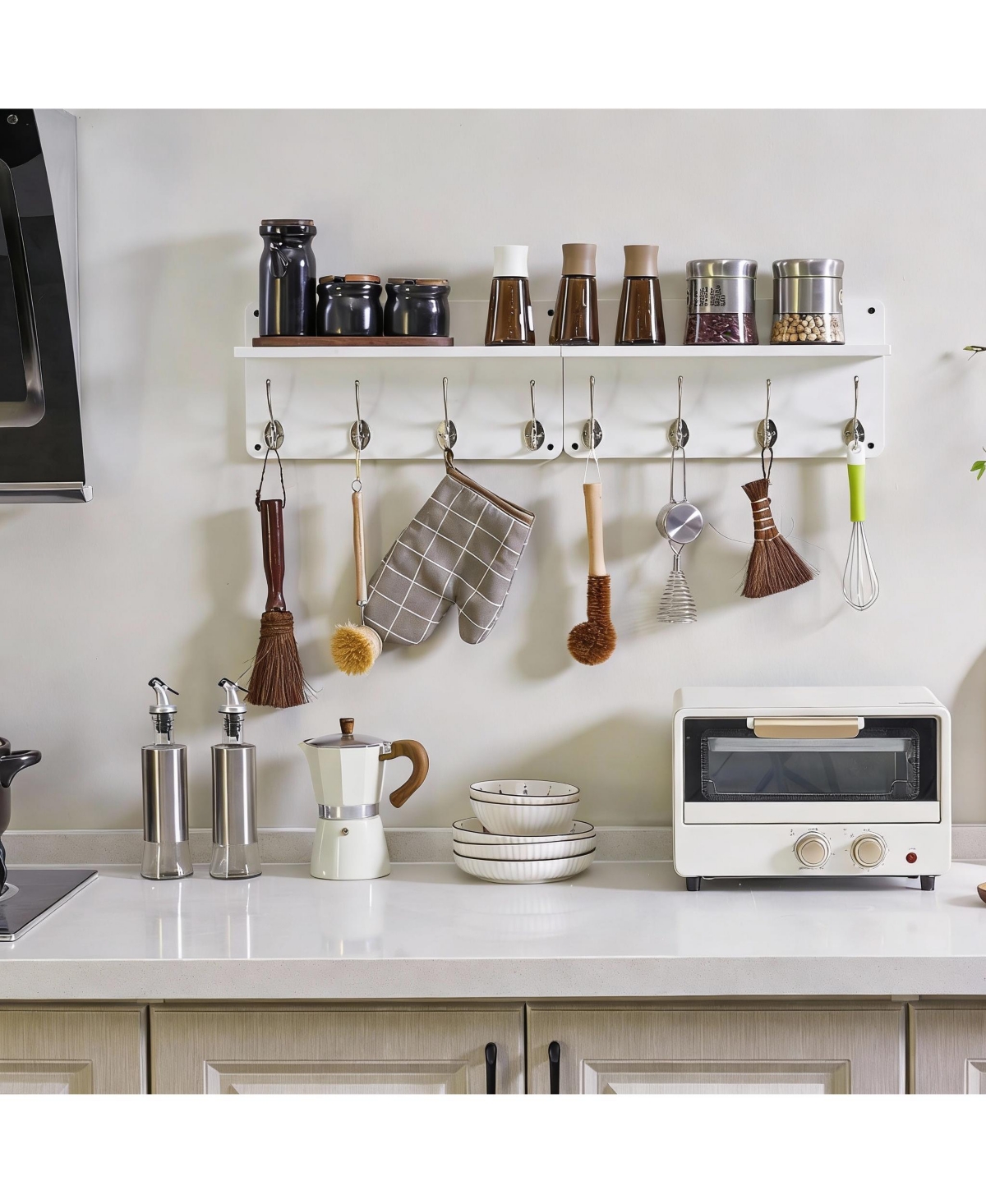 Yigii 2-Pack Wall Organizer: Stylish, Sturdy, Easy Setup, Silver Gray Key Rack with Shelves