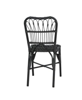 Set of 2 Grey Outdoor PE Wicker Patio Dining Chairs Rust Resistant Iron Frame 400lbs Capacity for Backyard Poolside Garden