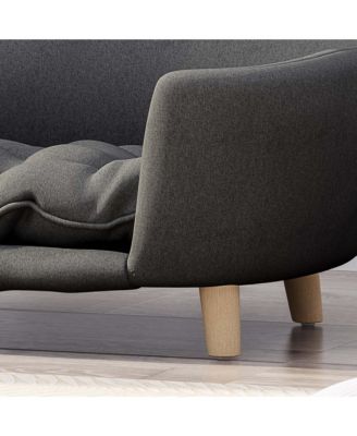 Small Dog Corduroy Sofa Bed - Elevated Frame with Supportive Foam, Dark Grey