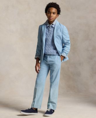 Boys' 8-20 Cable-Knit Cotton Polo Sweater