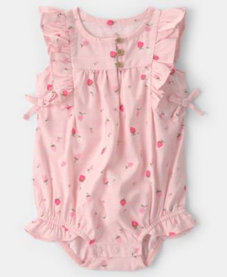 Baby Girls' Strawberry Print Sleeveless Romper