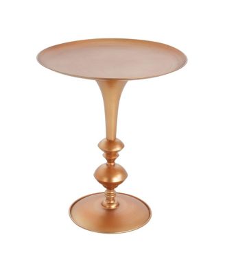Small Round Gold End Table, 29.3" Height, Vintage Metal Accent