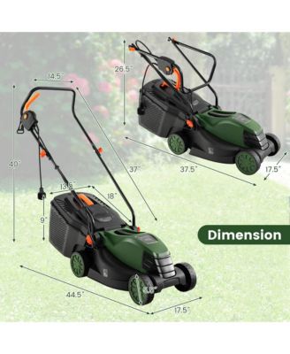 Electric Corded Lawn Mower 12-AMP 14-Inch Walk-Behind Lawnmower with Collection Box