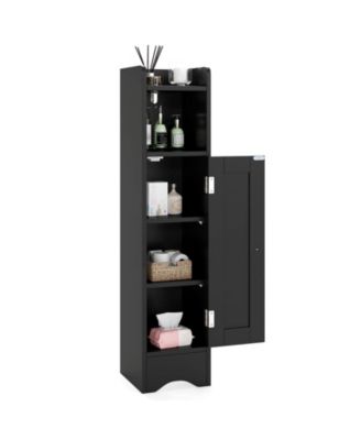 Bathroom Storage Cabinet with Door Toilet Paper Holder Stand for Small Spaces