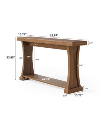 63” Console Table for Entryway, 2-Tier Entryway Table Behind Sofa Couch with Storage Shelves, Narrow Wooden Entry Tables