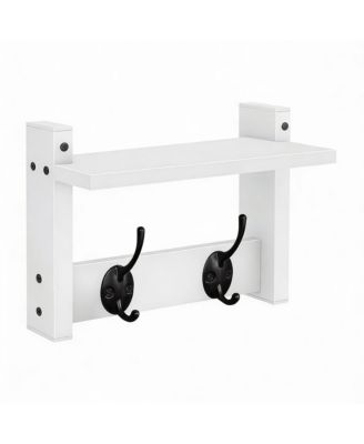 Particleboard Wall Coat Rack with Hooks & Shelf for Entryway Storage