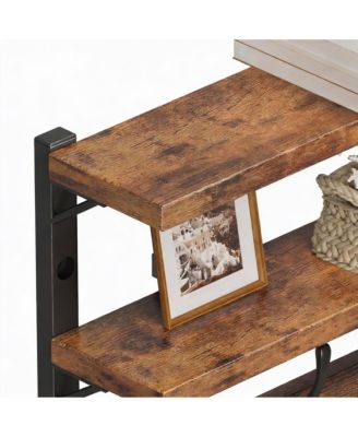 28.7" Wall Mounted Coat Rack, 6 Hooks, 2 Shelves