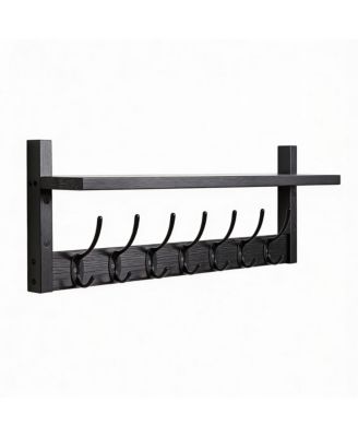 Wall Mounted Coat Rack with Hooks and Shelf for Entryway
