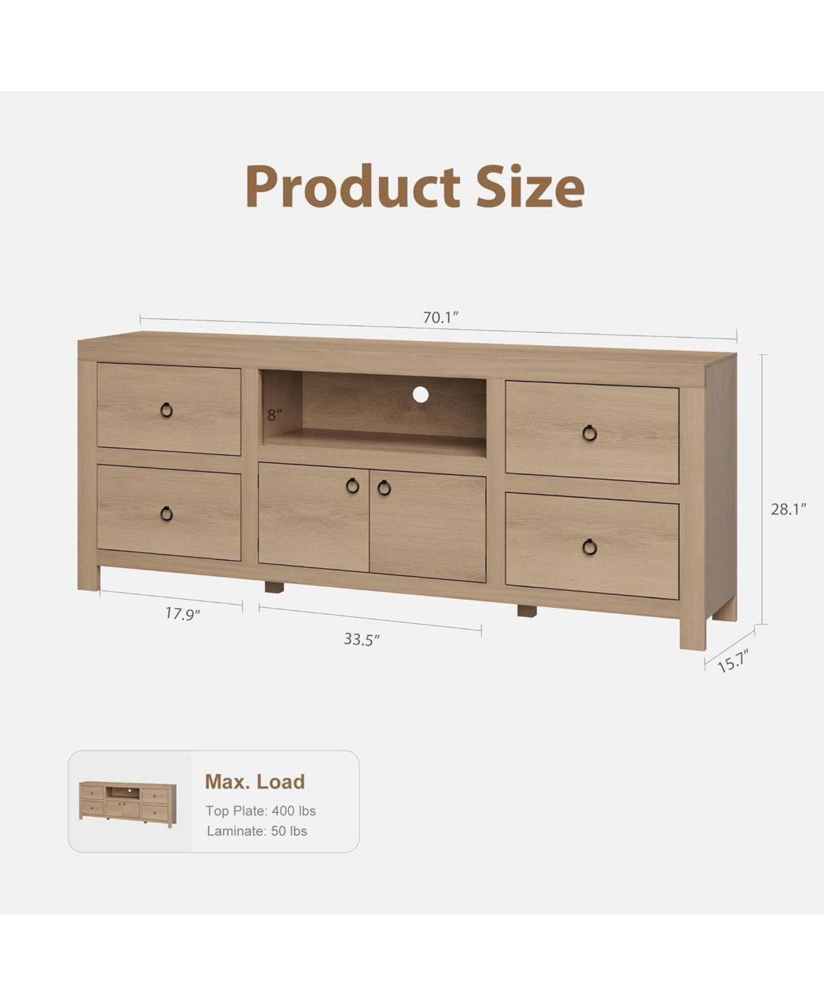 gaomon Tv Entertainment Center with Storage, 6 Drawers, Farmhouse Stand for TVs Up to 80", Media Console Stands