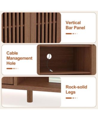 Farmhouse TV Stand for TVs Up to 70 in, Entertainment Center with Bookshelves, Media Center